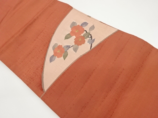 明綴れ椿模様織出し名古屋帯